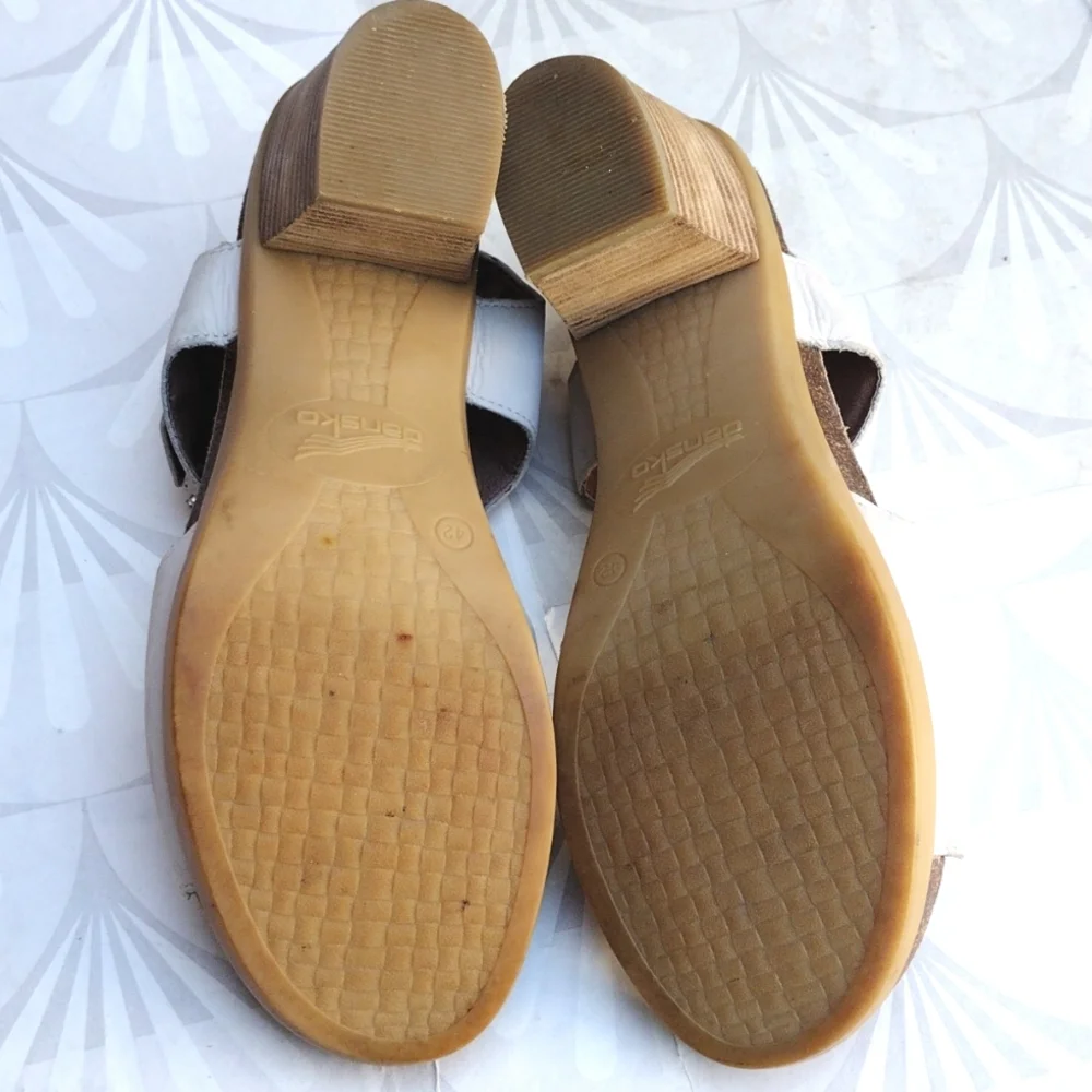 Women’s White Studded Leather Block Heel Sandals